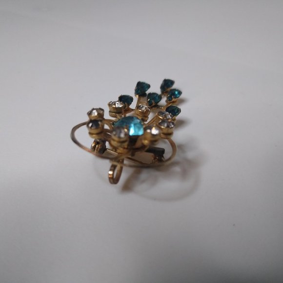 Vintage Blue And Gold Decorative Brooch Pin - Picture 3 of 13